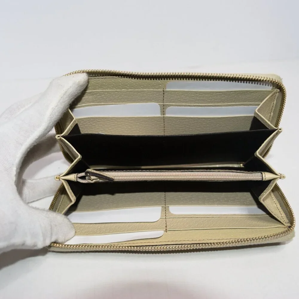 🤎GUCCI GG Beige/Off White Monogram Metal Bar Zip Around Long Wallet | PRELOVED! - Picture 14 of 16